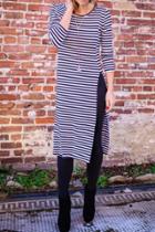 Oasap Color Block Stripe High Slit Stretched Knit Dress