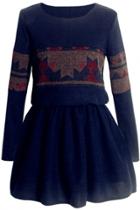 Oasap Vintage Mock 2 Pcs Pleated Mini Knit Skater Dress