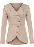 Oasap Round Neck Long Sleeve Solid Color Slim Fit Coat