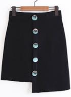 Oasap High Waist Button Design Asymmetrical Skirt