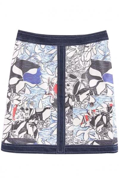 Oasap Floral Printing High Waist Slim Skirt