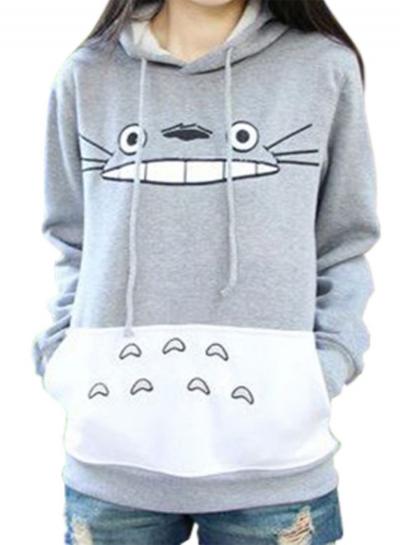 Oasap Fashion Loose Fit Cartoon Totoro Printed Hoodie