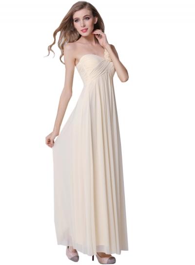 Oasap Women's Elegant Floral Decoration One Shoulder Prom Dress