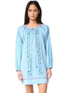 Oasap Casual Long Sleeve Embroidered Mini Dress