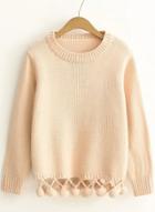 Oasap Fashion Long Sleeve Pom Pom Hem Sweater
