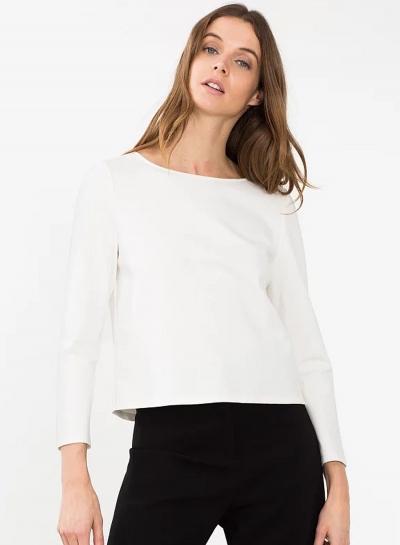 Oasap Round Neck Long Sleeve Solid Blouses