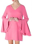 Oasap Women's Fashion Solid Color V Neck Long Flare Sleeve Mini Dress