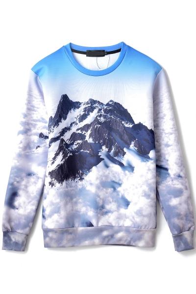 Oasap Mountain Peak-print Sweatshirts