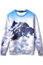 Oasap Mountain Peak-print Sweatshirts