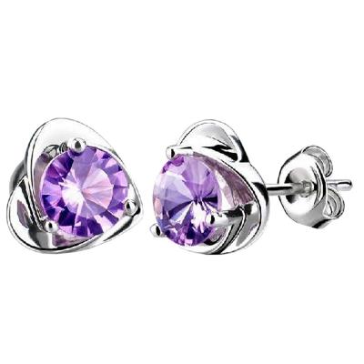 Oasap 925 Sterling Silver Heart Gemstone Stud Earrings