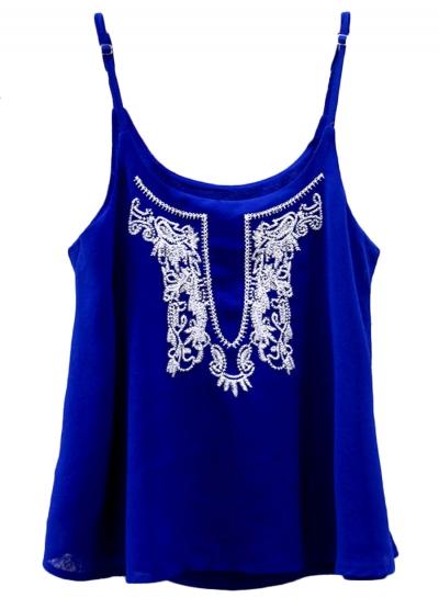 Oasap Women's National Wind Embroidery Spaghetti Strap Top
