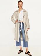 Oasap Solid Color Loose Fit Trench Coat