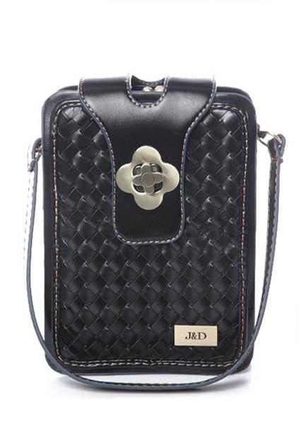 Oasap Plaited Flower-shaped Lock Shoulder Bag