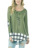 Oasap Casual Long Sleeve Houndstooth High Low Tee
