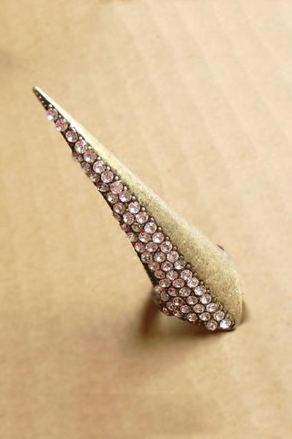 Oasap Rhinestone Embellished Talon Ring