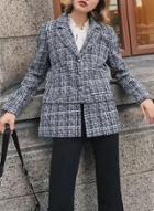 Oasap Fashion Single Breasted Plaid Blazer