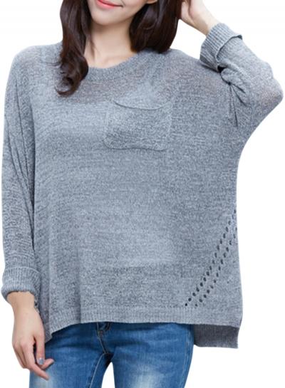 Oasap Women's Casual Solid Loose Fit Knitted Pullover Sweater