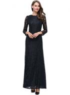Oasap Floral Lace Paneled 3/4 Sleeve Prom Evening Dress