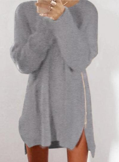Oasap Fashion Warm Zip Side Loose Sweater Dress