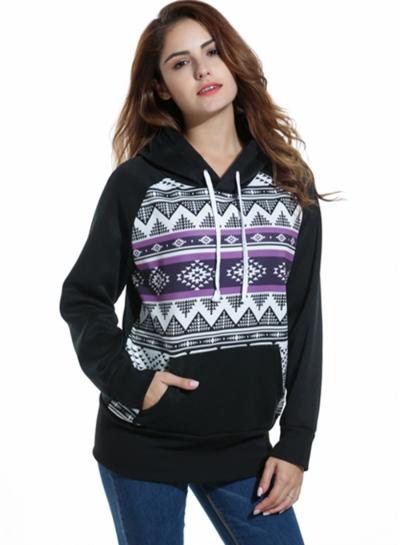 Oasap Long Sleeve Floral Printed Hoodies