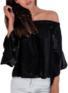 Oasap Women's Fashion Slash Neck Off Shoulder 3/4 Sleeve Blouse