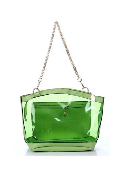 Oasap Sheer Candy Colored Chain Shoulder Bag