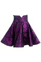 Oasap Flower Print Bound Waist Skirt