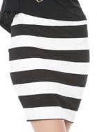 Oasap Women's Color Block Striped Print Bodycon Skirt