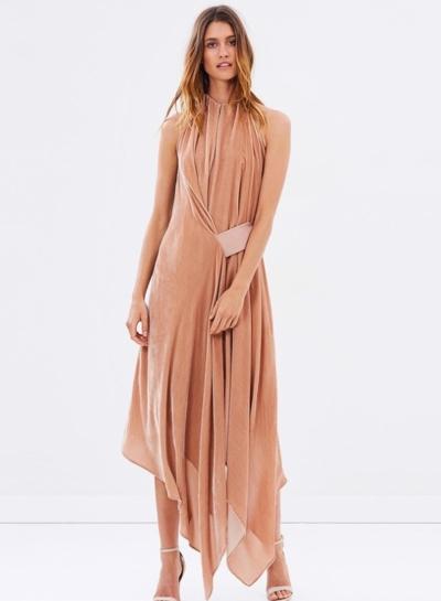 Oasap Halter Sleeveless Tie Wiast Irregular Maxi Prom Dress