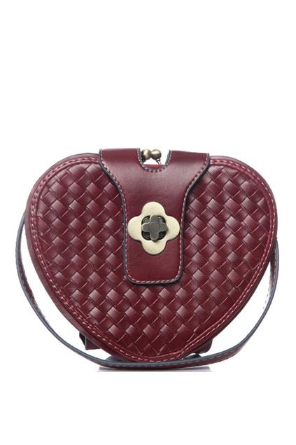 Oasap Heart Shaped Plaited Candy Colored Shoulder Bag