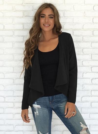 Oasap Casual Long Sleeve Open Front Irregular Blazer