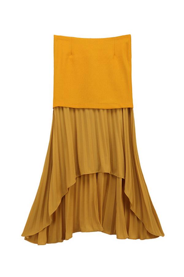 Oasap Long Distinctive Pleated Skirt With Outer Short Panel