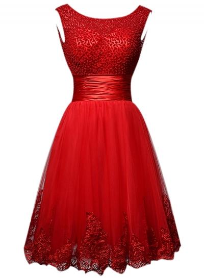 Oasap Elegant Bead Tulle Solid Short Cocktail Dress