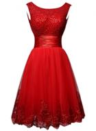 Oasap Elegant Bead Tulle Solid Short Cocktail Dress