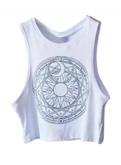 Oasap Fashion Moon Sun Printed Tank