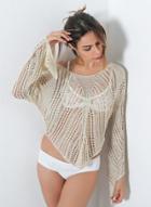 Oasap Crochet Lace Long Sleeve Hollow Out Loose Knit Blouse
