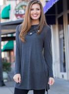 Oasap Long Sleeve Turn Down Collar Trapeze Dress