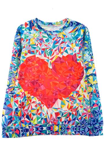 Oasap Sweet Heart Sparkly Diamond Sweatshirt