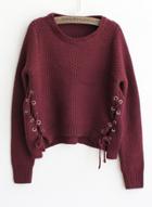 Oasap Long Sleeve Loose Fit Knit Pullover Sweater