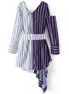 Oasap Off Shoulder Long Sleeve Contrast Irregular Shirt Dress