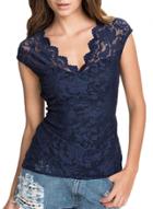 Oasap Women's Fashion V-neck Floral Lace Sleeveless Pullover Top
