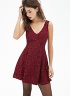 Oasap V Neck Sleeveless Backless Lace Mini Dress