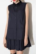 Oasap Black Shirtwaist Sleeveless Mini Dress