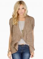 Oasap Drape Neck Bat Sleeve Thread Knit Cardigan