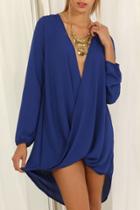 Oasap Faux Wrap Asymmetric High Low Chiffon Dress