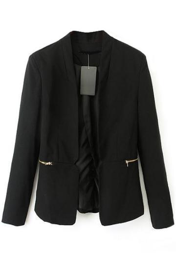 Oasap Must-have Solid Slim Black Blazer