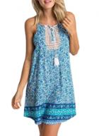 Oasap Women Floral Print Crochet Front Backless Trapeze Dress
