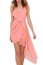 Oasap Women's V-neck Sleeveless Irregular Hem Ruffle Dress