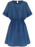 Oasap Women's Casual Solid Color Short Sleeve Elastic Waist Dress