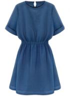 Oasap Women's Casual Solid Color Short Sleeve Elastic Waist Dress